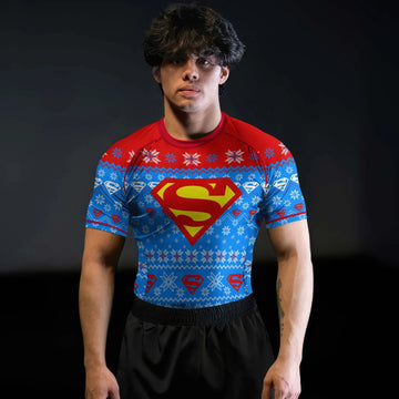 Super Man Christmas Snowflake Rash Guard