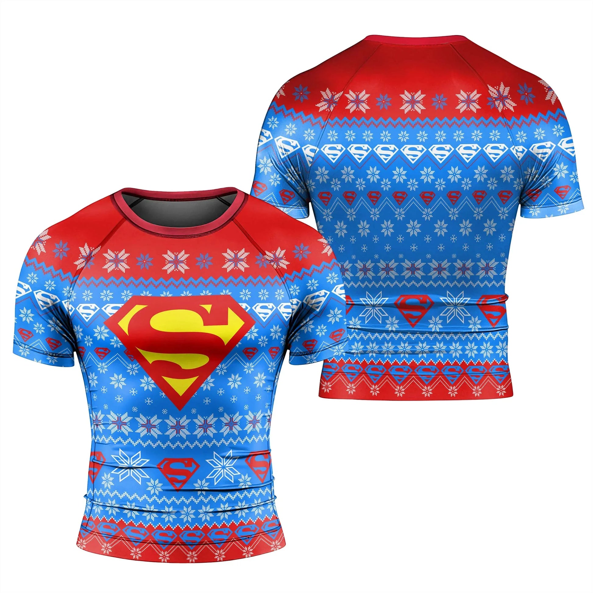 Super Man Christmas Snowflake Rash Guard