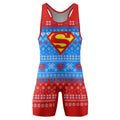 Super Man Christmas Snowflake Wrestling Singlet