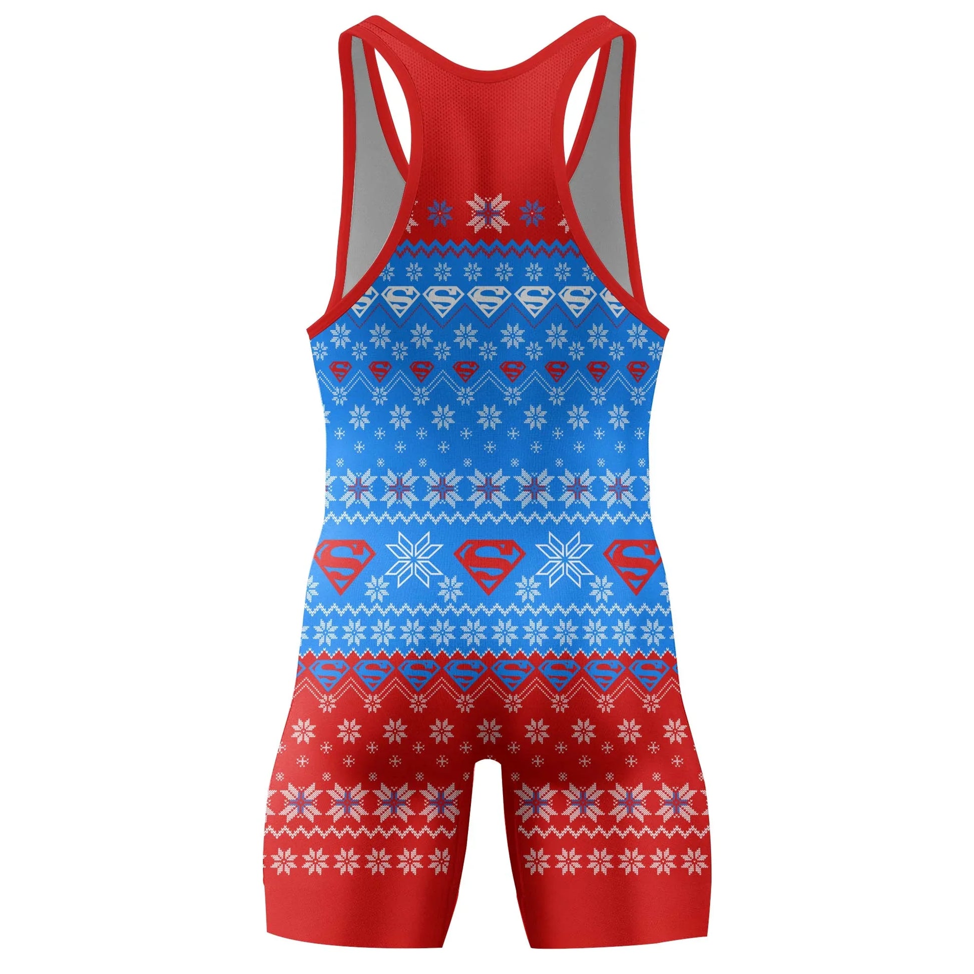 Super Man Christmas Snowflake Wrestling Singlet