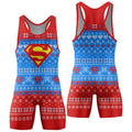 Super Man Christmas Snowflake Wrestling Singlet