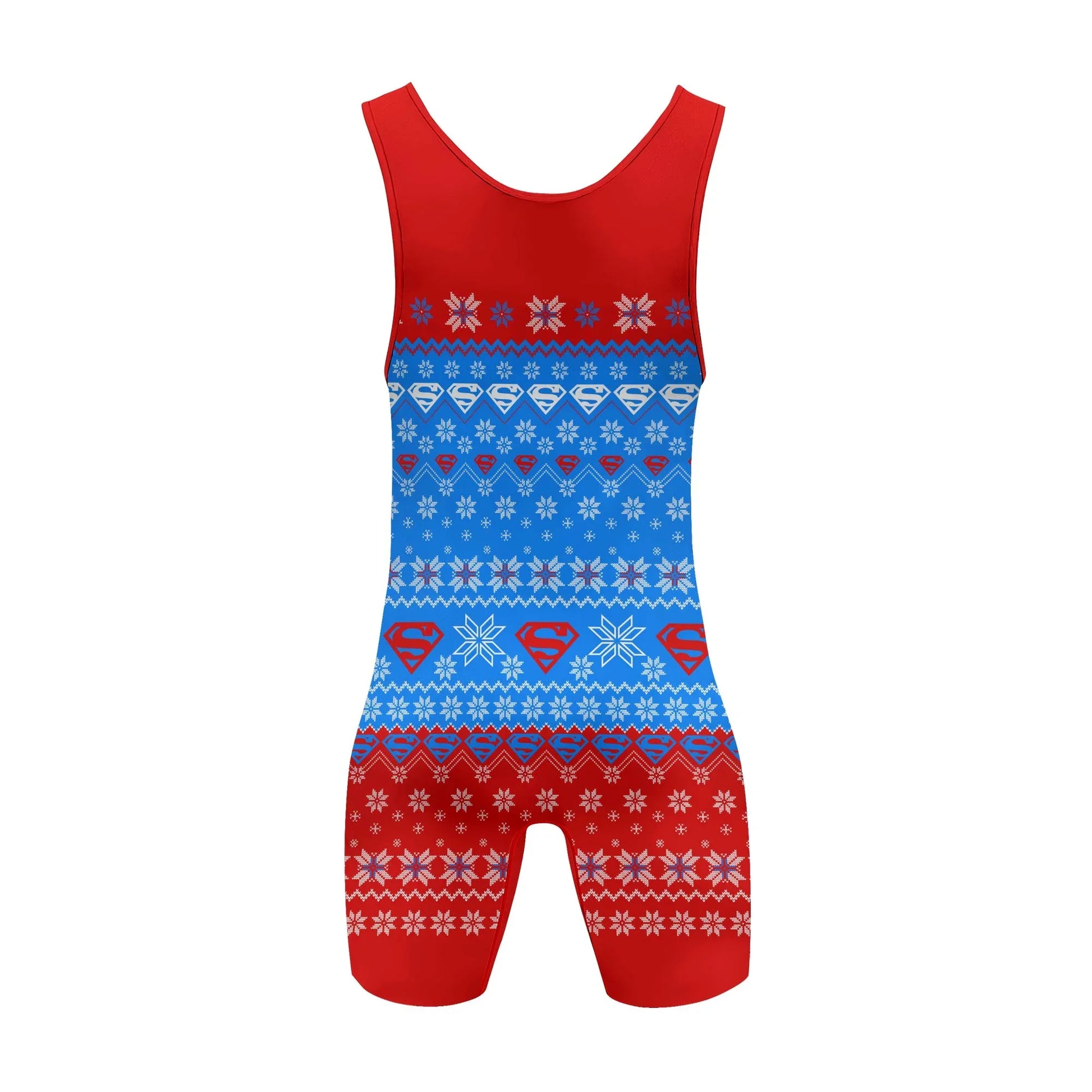 Super Man Christmas Snowflake Wrestling Singlet