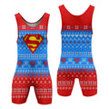 Super Man Christmas Snowflake Wrestling Singlet