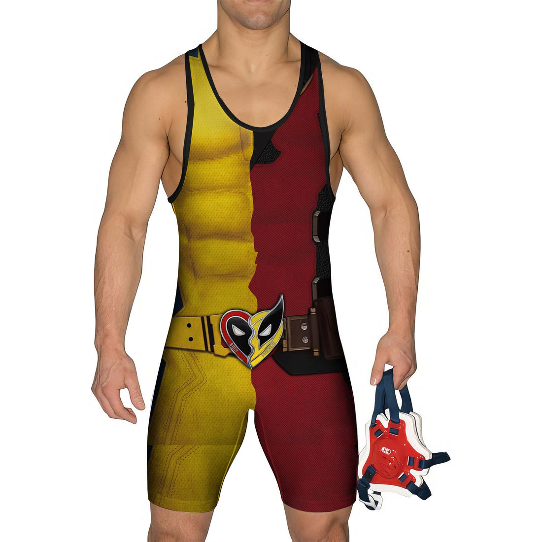 The Half Deadpool And Wolverine Men's Wrestling Singlet