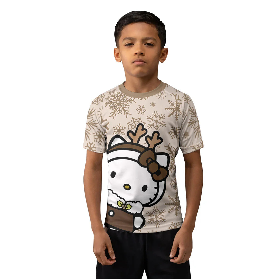 Winter Kitty Reindeer Kids Rash Guard