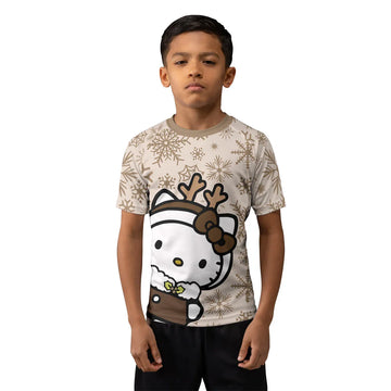 Winter Kitty Reindeer Kids Rash Guard