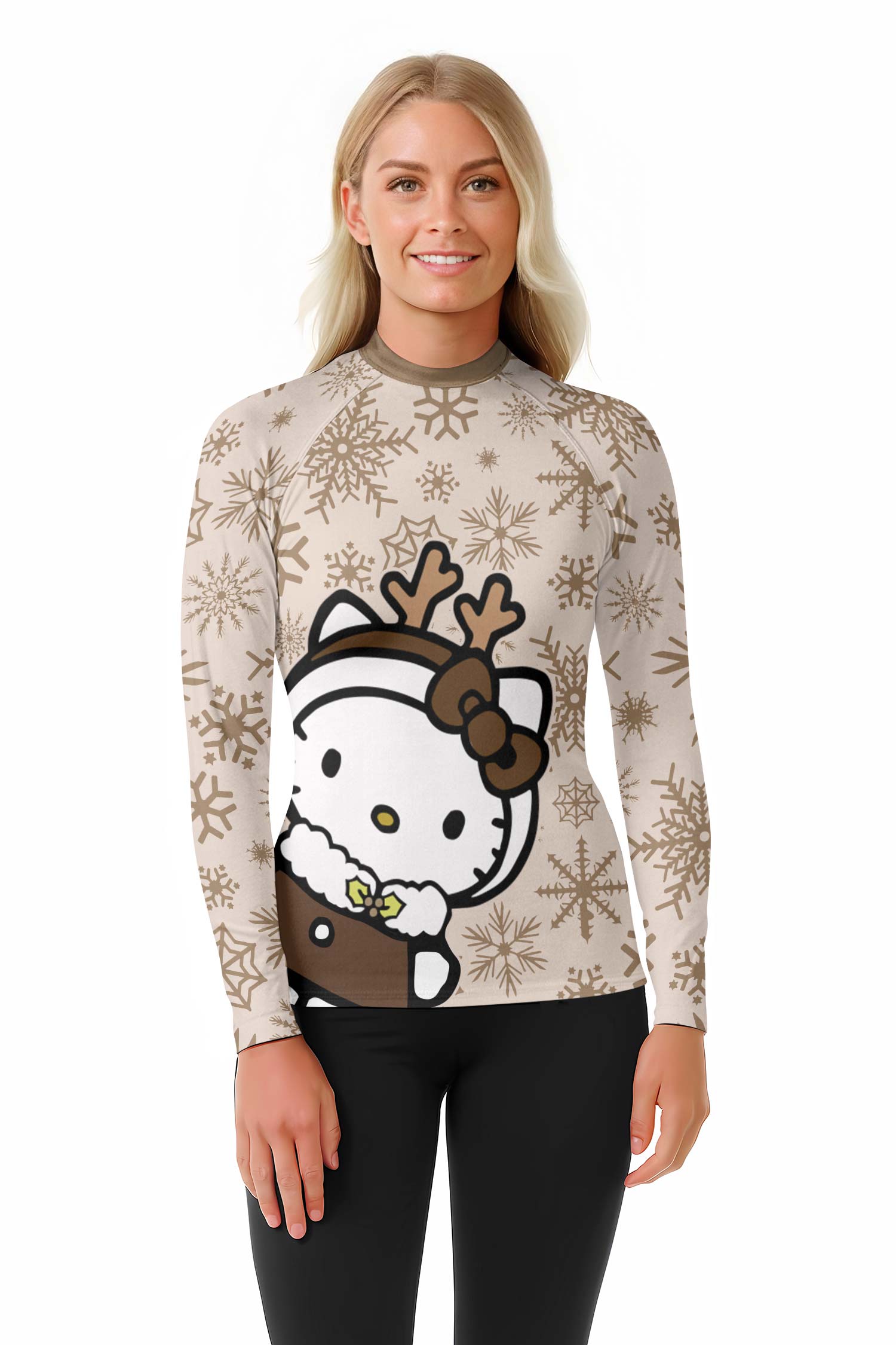 Winter Kitty Reindeer Rash Guard