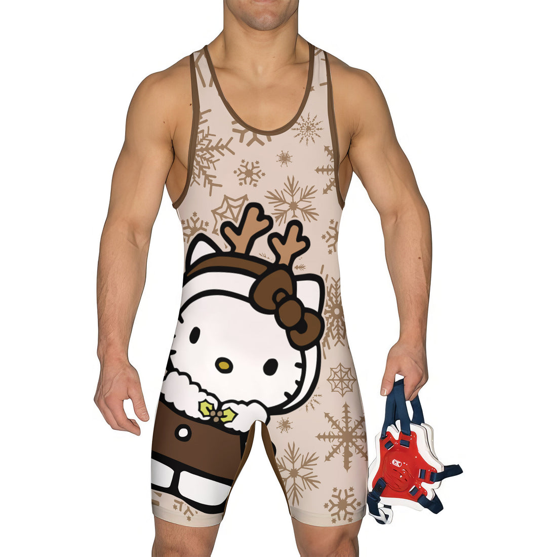 Winter Kitty Reindeer Wrestling Singlet
