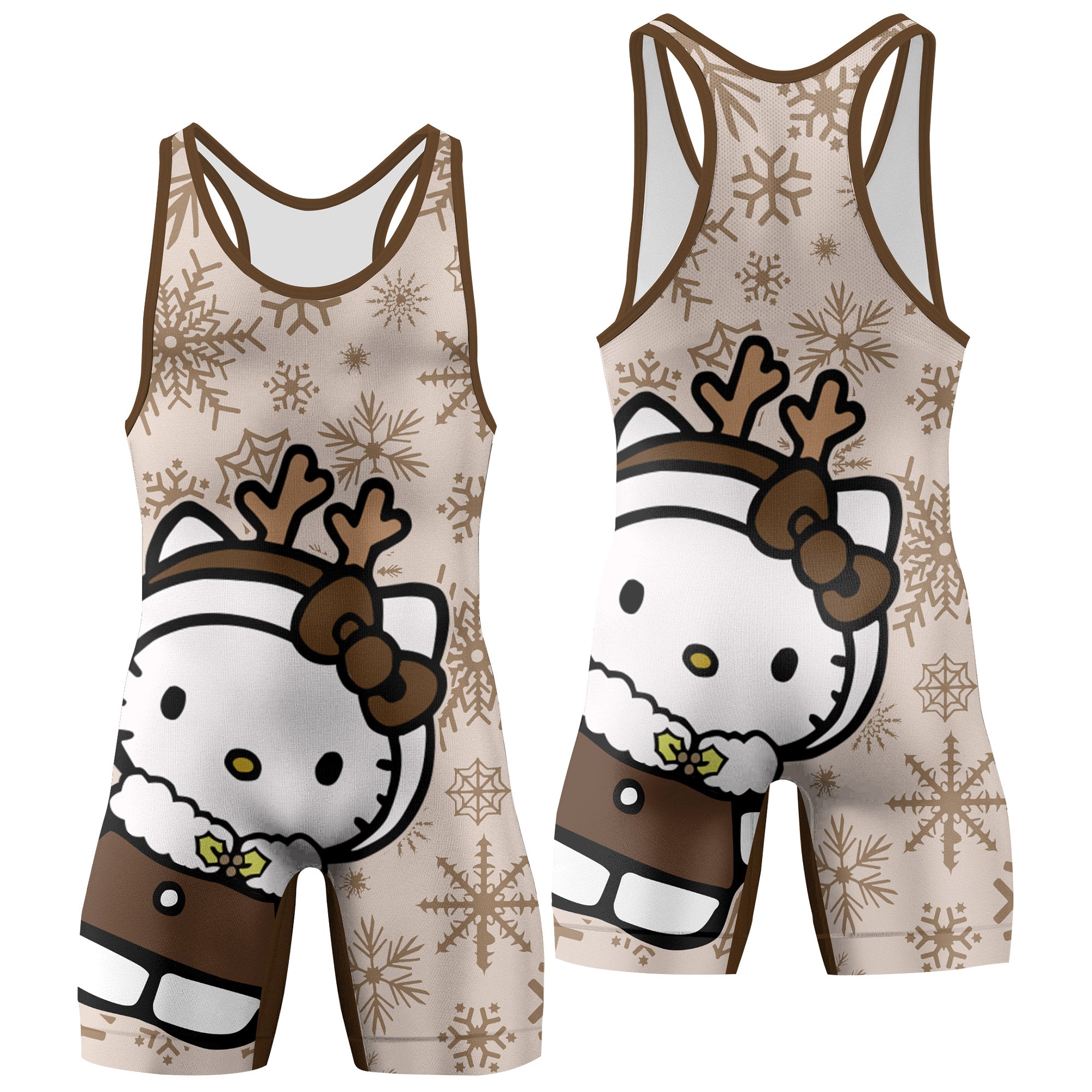 Winter Kitty Reindeer Wrestling Singlet