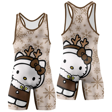 Winter Kitty Reindeer Wrestling Singlet