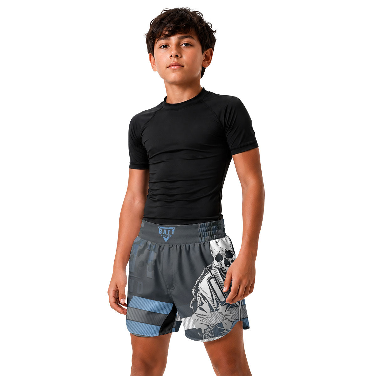 Argentina Skull Fighter Kids Grappling Shorts