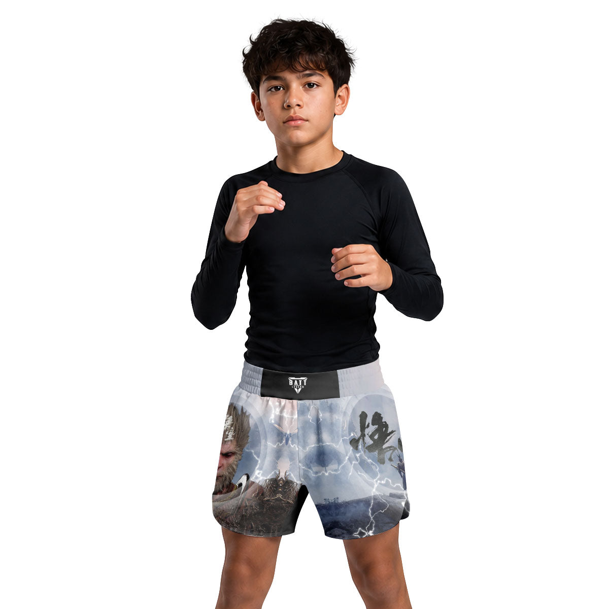 Black Myth Wukong Versus Four Heavenly Kings Kids Grappling Shorts