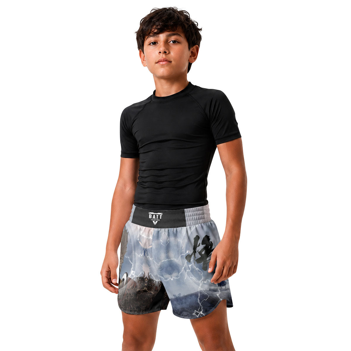 Black Myth Wukong Versus Four Heavenly Kings Kids Grappling Shorts