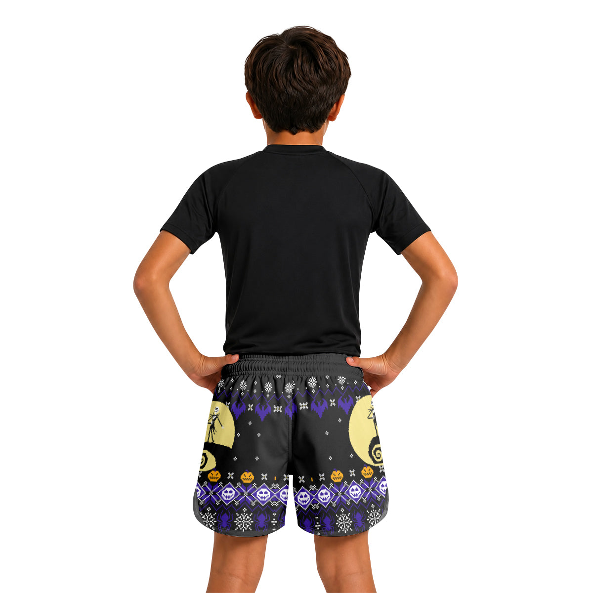 Christmas Jack Skellington Purple Kids Grappling Shorts
