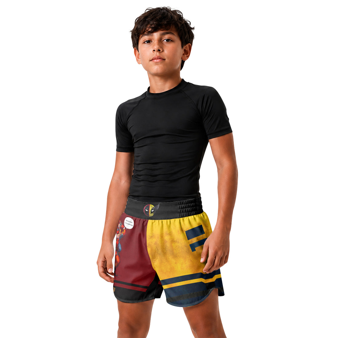 Deadpool And Wolverine Best Friend Choke Kids Grappling Shorts