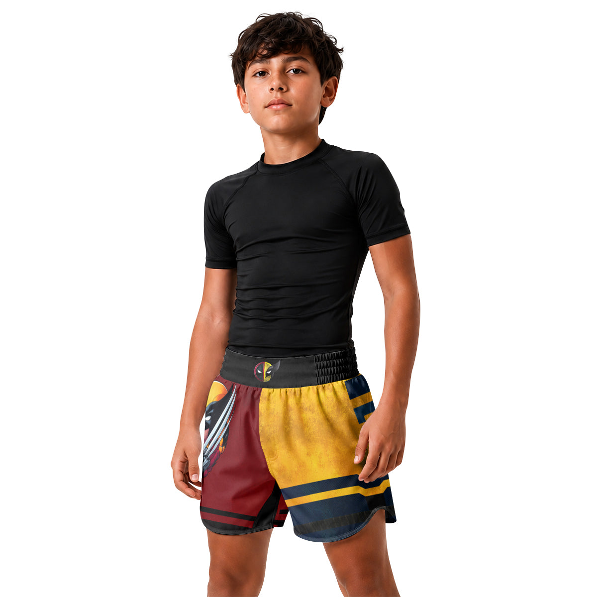 Deadpool And Wolverine Best Friend Dual Kids Grappling Shorts