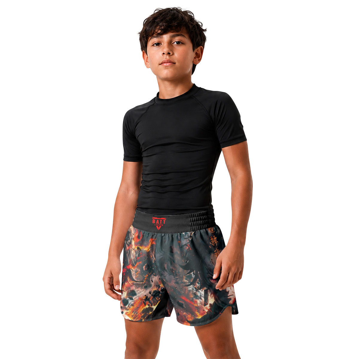Demon Slayer Tanjiro Flame God Aura Kids Grappling Shorts