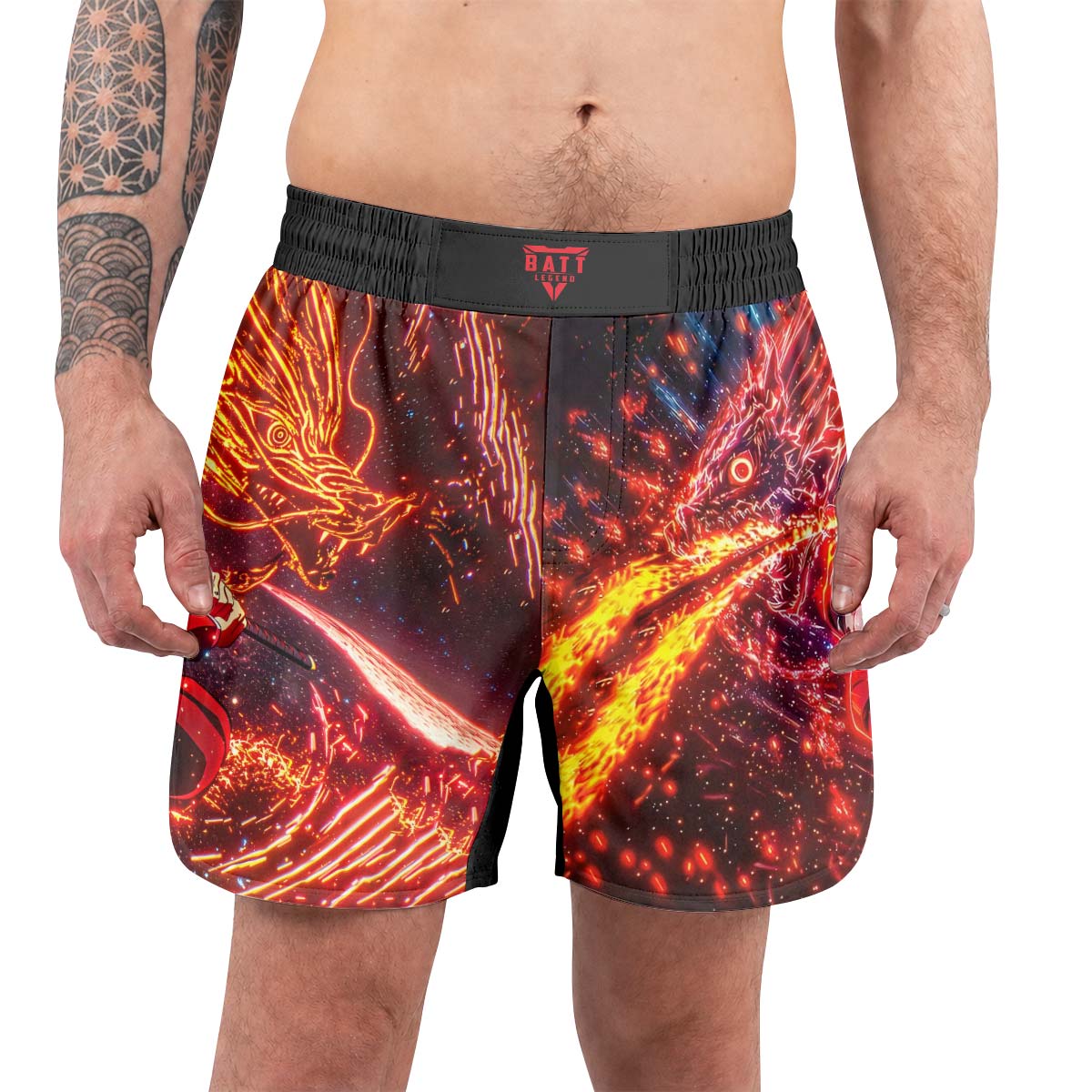 Demon Slayer Tanjiro Sun Halo Dragon Dance Grappling Shorts