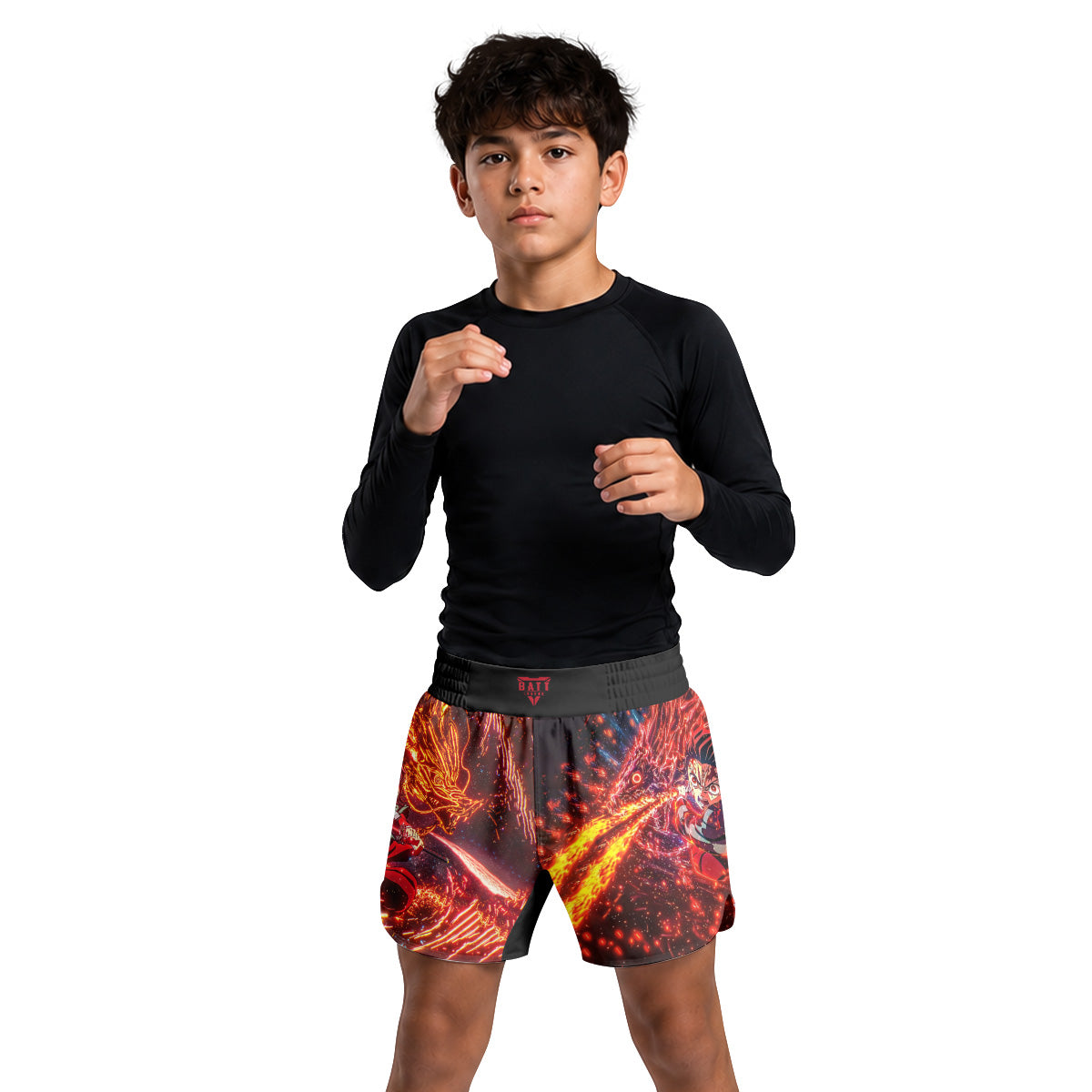 Demon Slayer Tanjiro Sun Halo Dragon Dance Kids Grappling Shorts