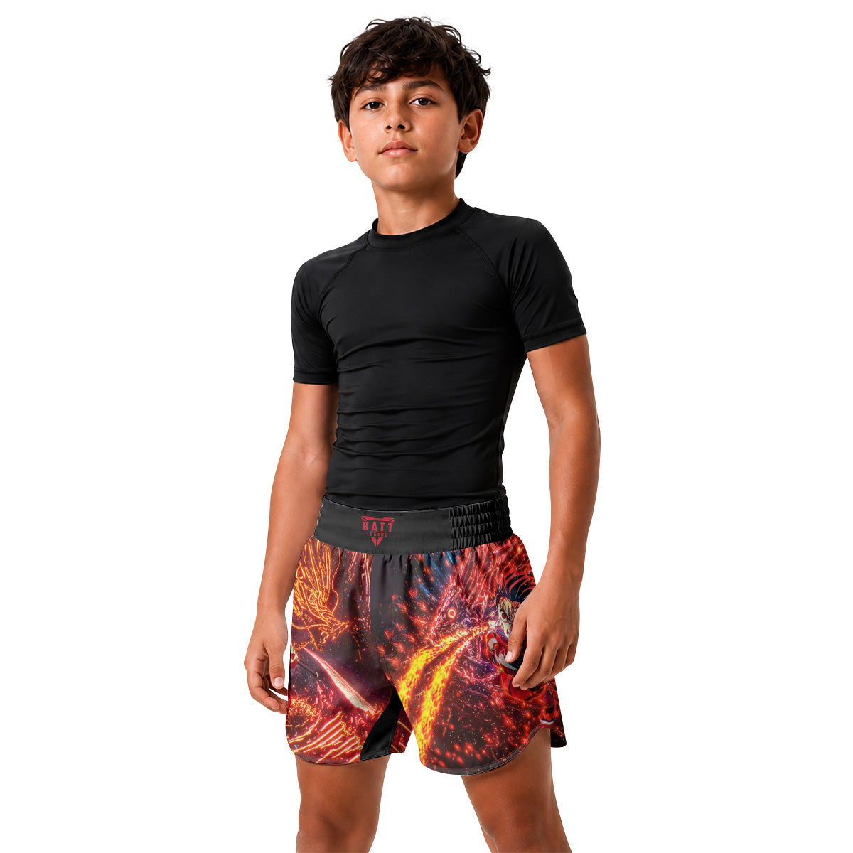 Demon Slayer Tanjiro Sun Halo Dragon Dance Kids Grappling Shorts