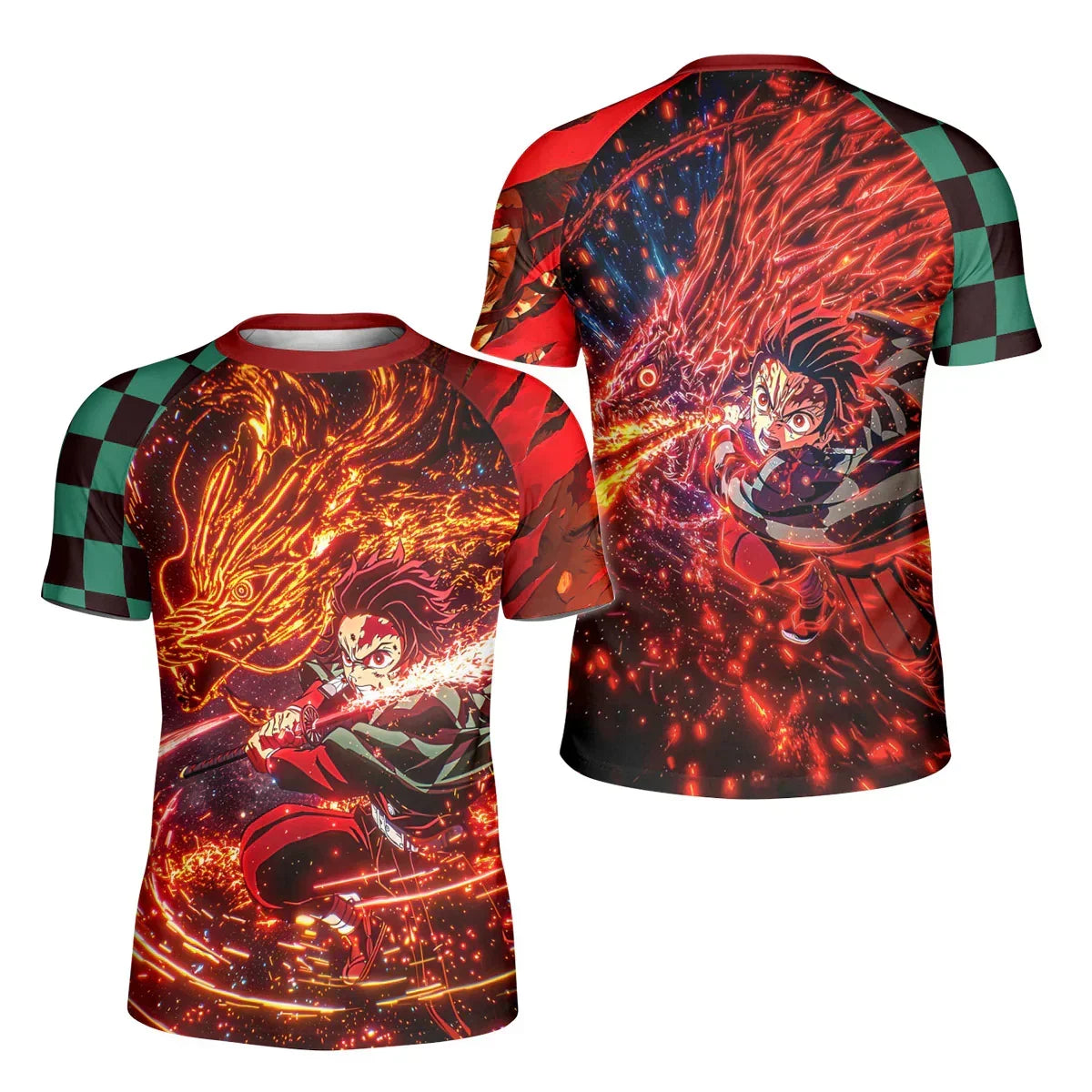 Demon Slayer Tanjiro Sun Halo Dragon Dance Kids Rash Guard