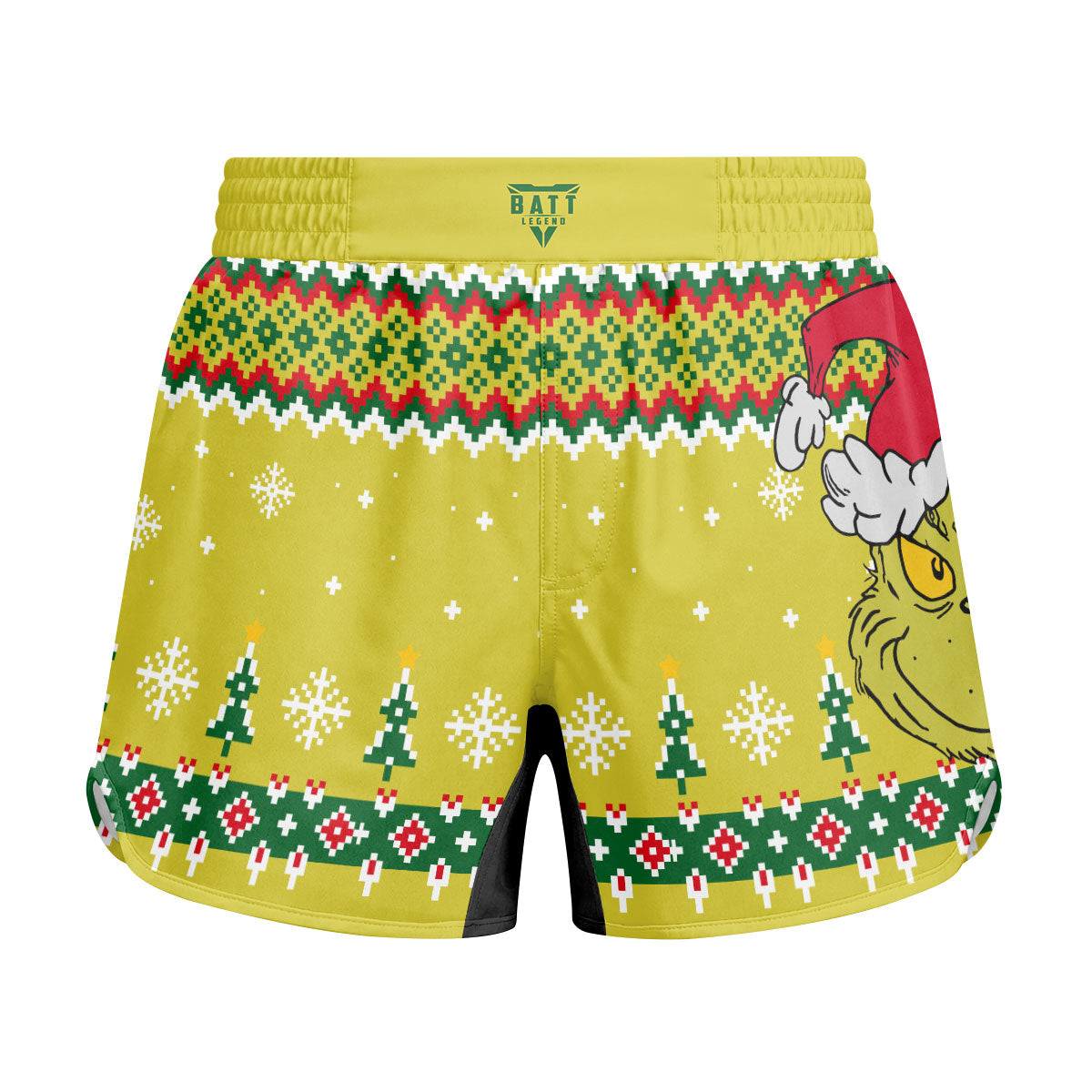 Grinch Santa Festive Kids Grappling Shorts