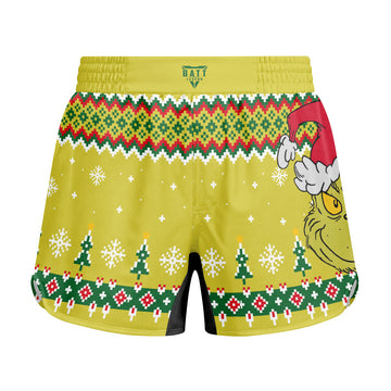 Grinch Santa Festive Kids Grappling Shorts