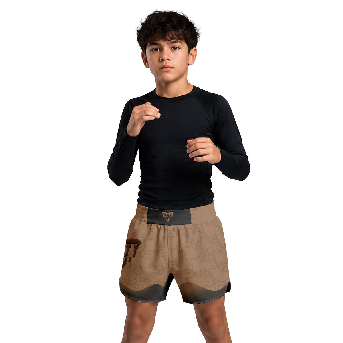 Hello Kitty Jiu Jitsu Brown Kids Grappling Shorts
