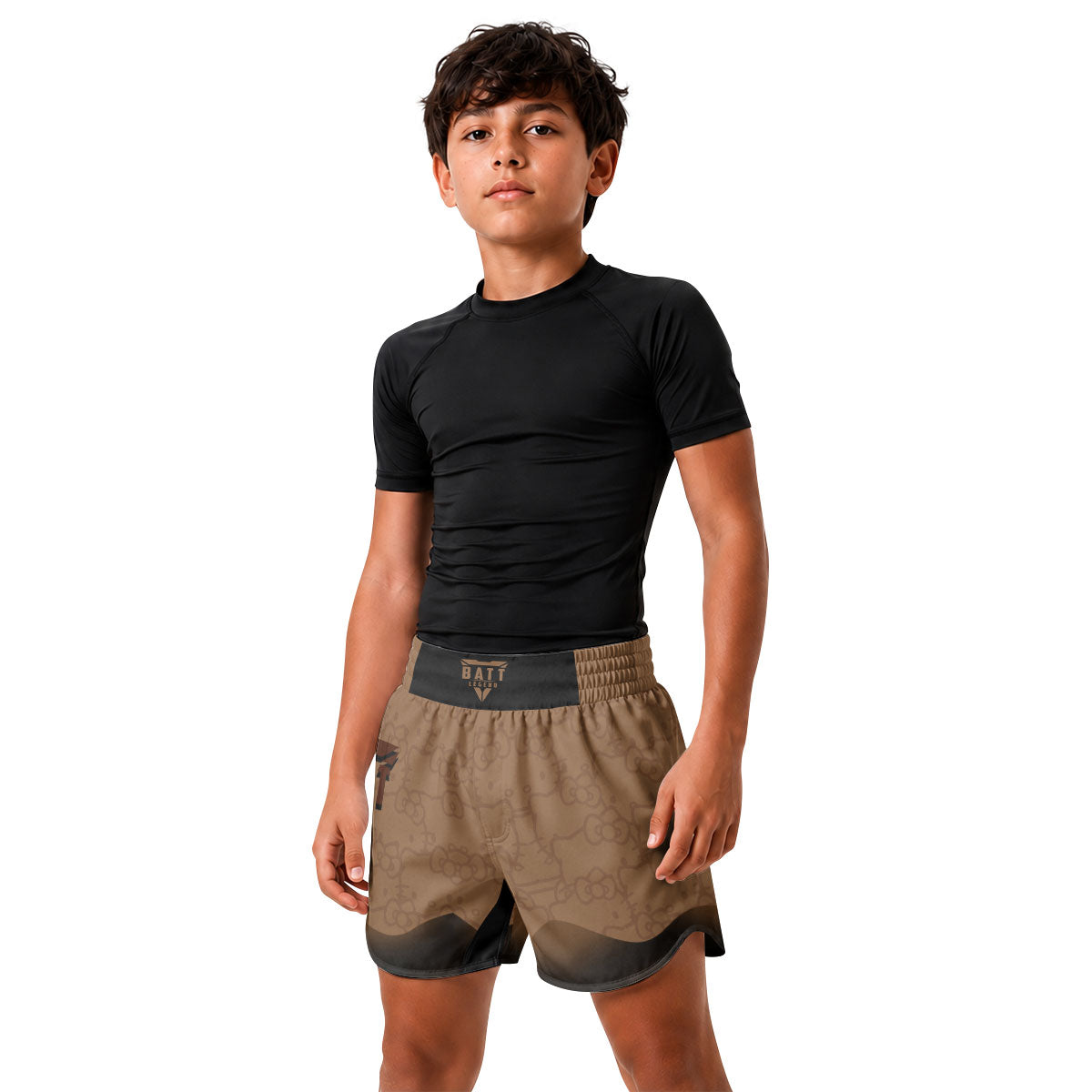 Hello Kitty Jiu Jitsu Brown Kids Grappling Shorts