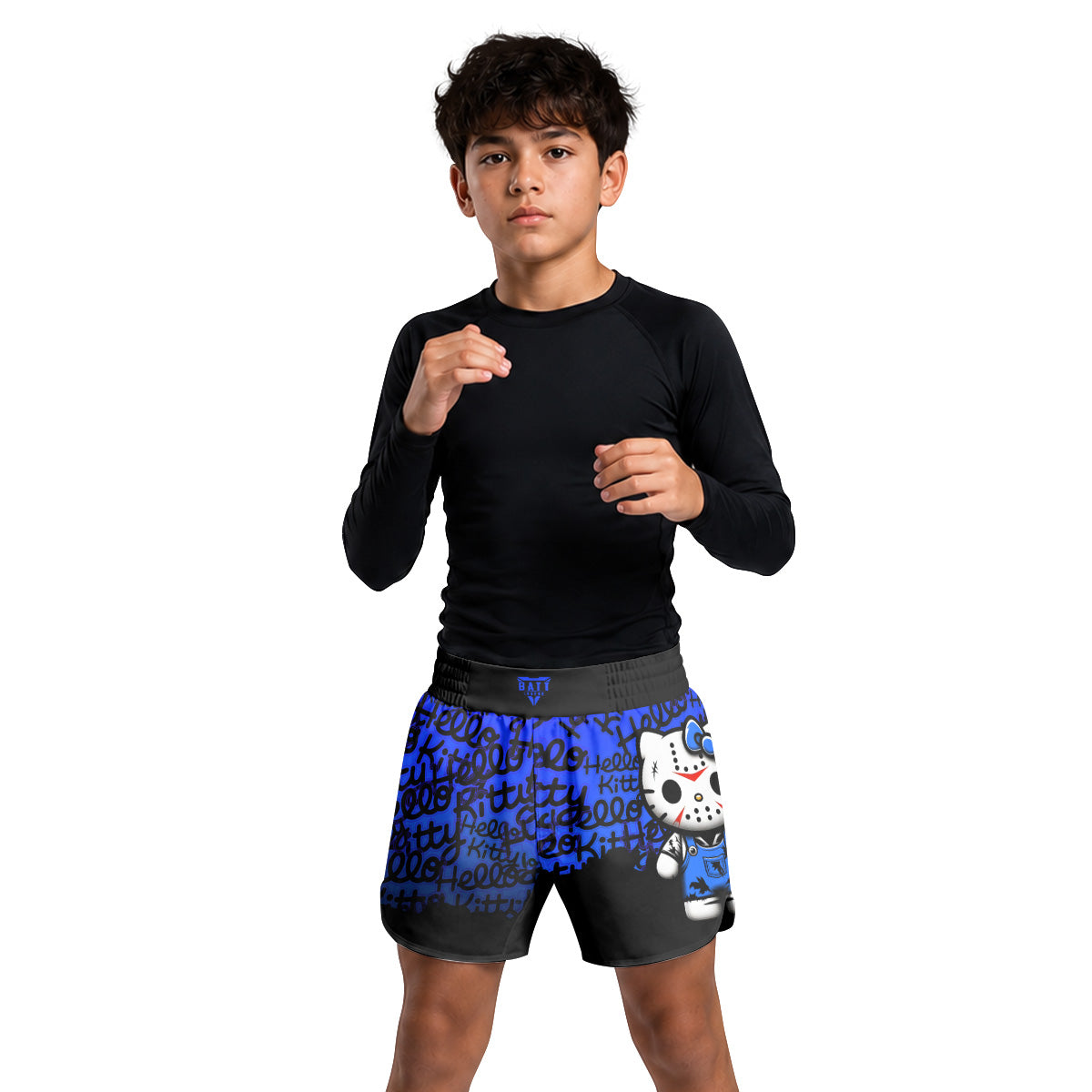 Jason Voorhees Kitty Blue Kids Grappling Shorts