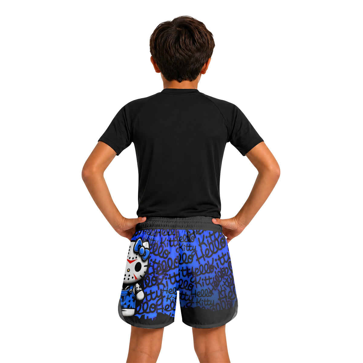 Jason Voorhees Kitty Blue Kids Grappling Shorts