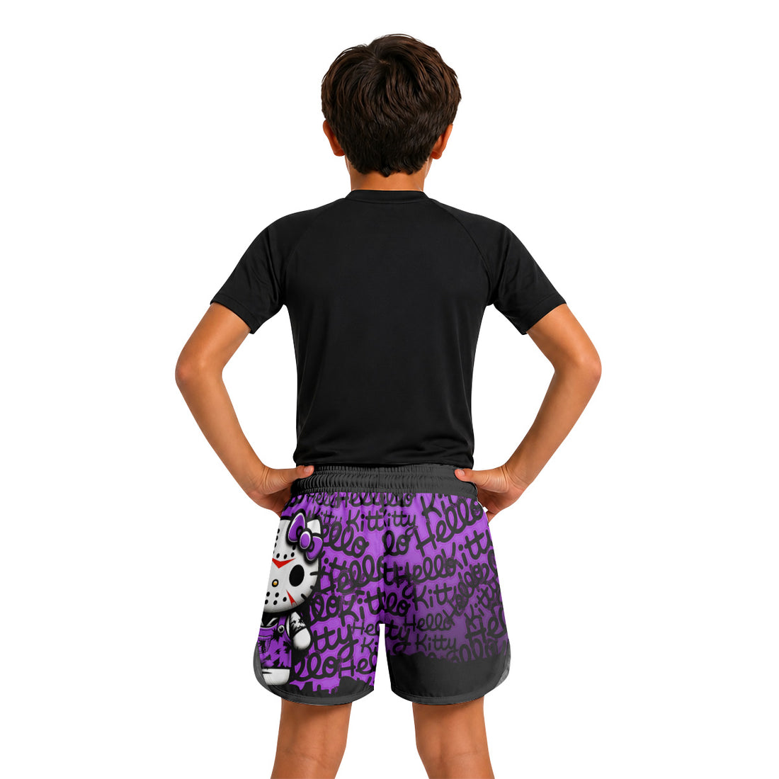 Jason Voorhees Kitty Purple Kids Grappling Shorts