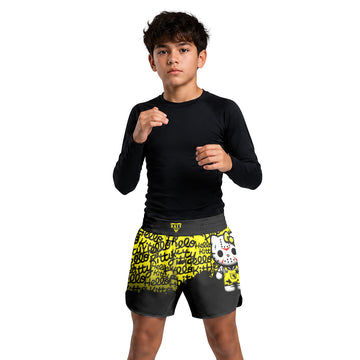 Jason Voorhees Kitty Yellow Kids Grappling Shorts