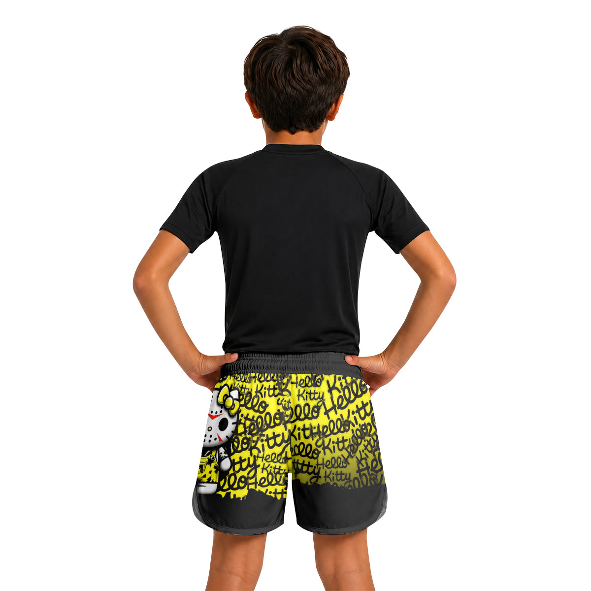 Jason Voorhees Kitty Yellow Kids Grappling Shorts