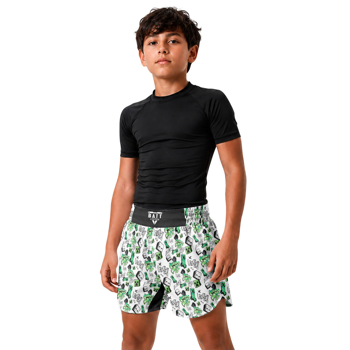 Minecraft Creeper Graffiti Kids Grappling Shorts