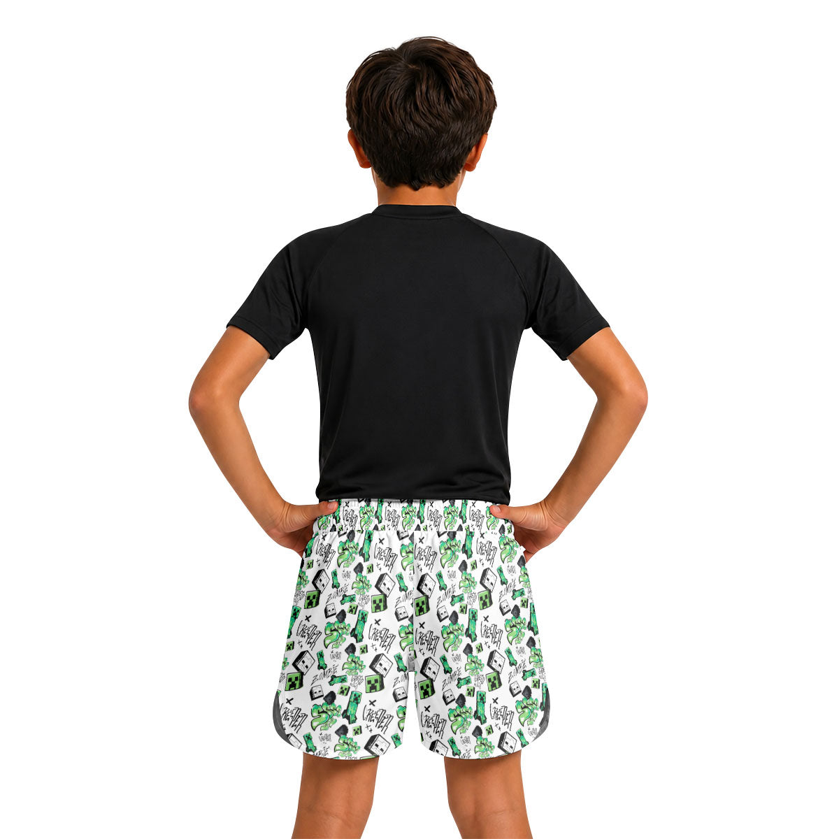 Minecraft Creeper Graffiti Kids Grappling Shorts