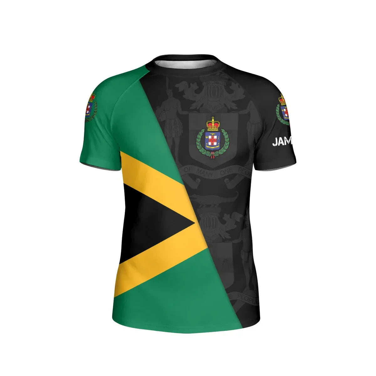 Personalized Jamaica Flag Diagonal Split Kids Rash Guard