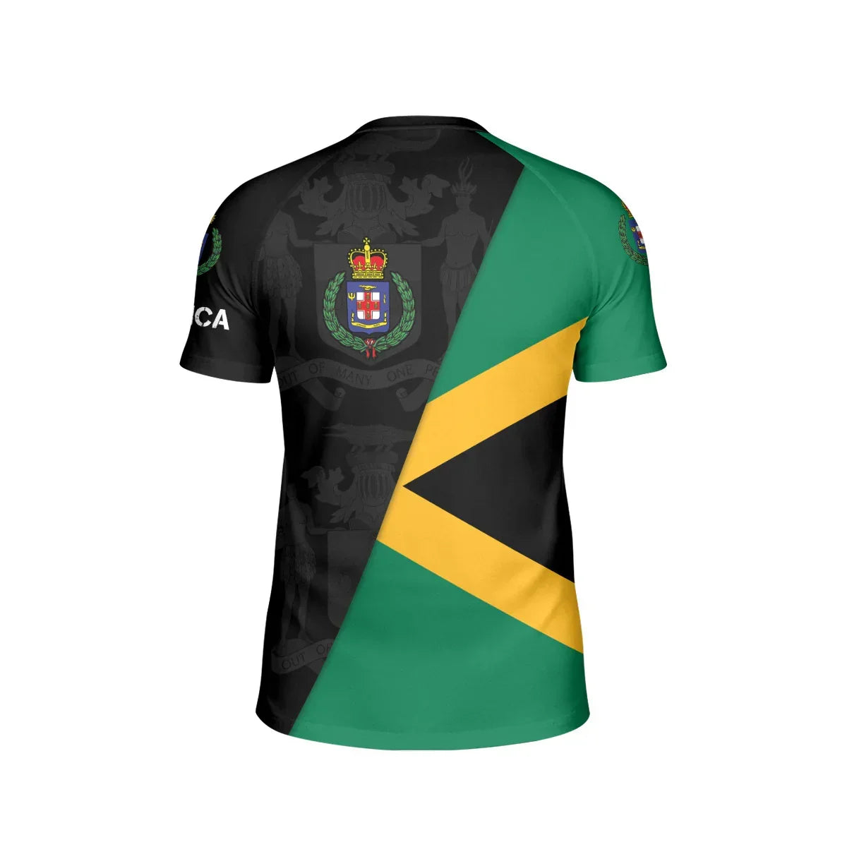 Personalized Jamaica Flag Diagonal Split Kids Rash Guard