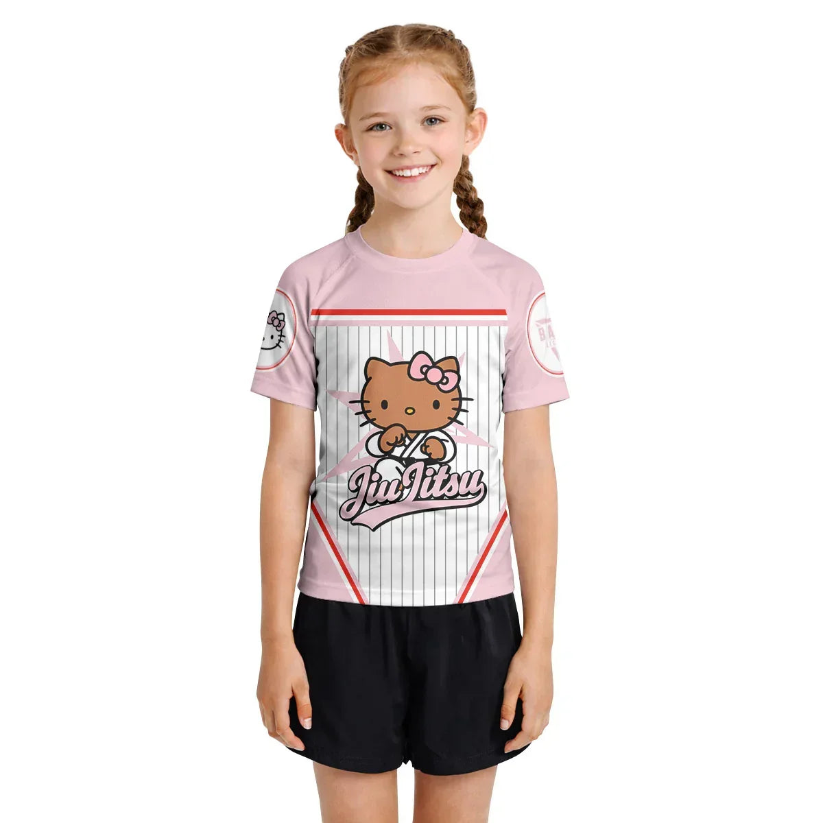Personalized Jiu Jitsu Hello Kitty Kids Rash Guard