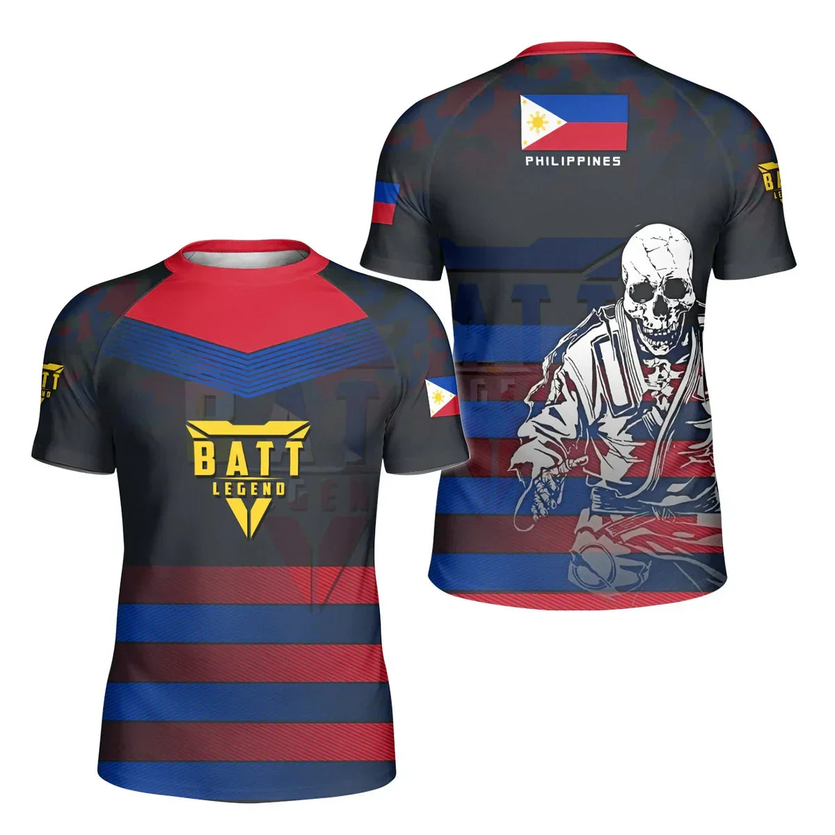 Philippines Skull Fighter Kids Rash Guard
