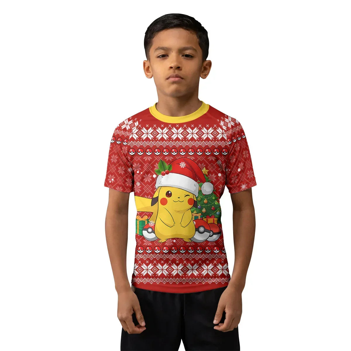 Pokemon Santa Pikachu Kids Rash Guard