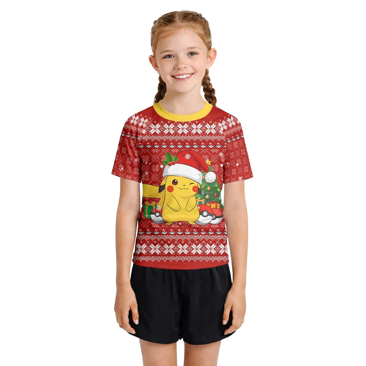 Pokemon Santa Pikachu Kids Rash Guard