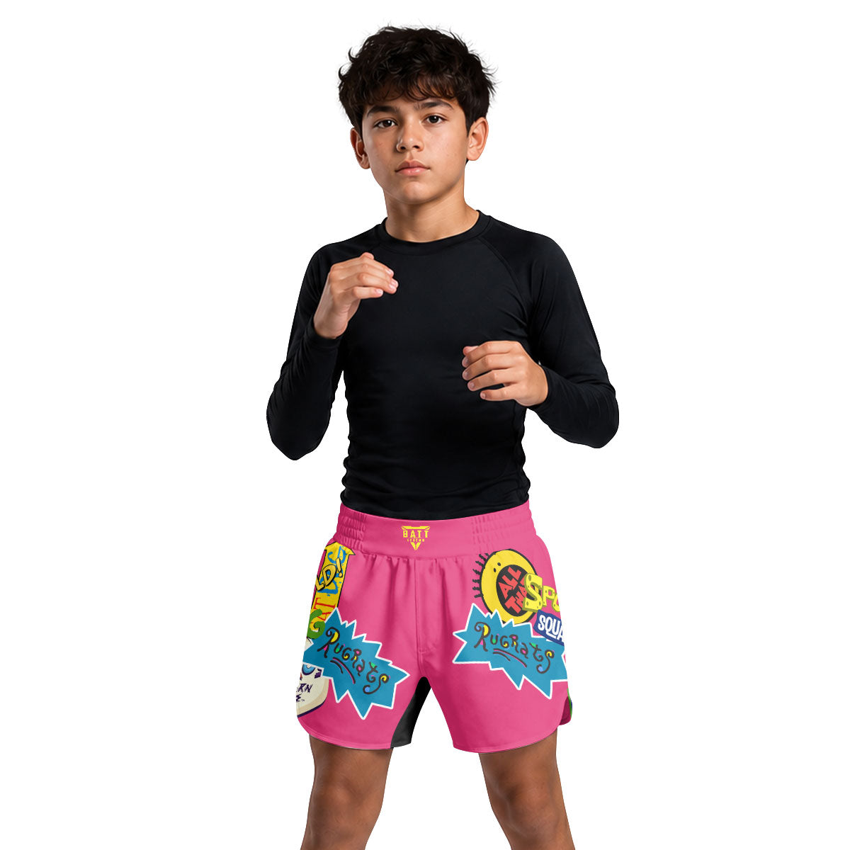 Pop Art Rocket Energy Pink Kids Grappling Shorts