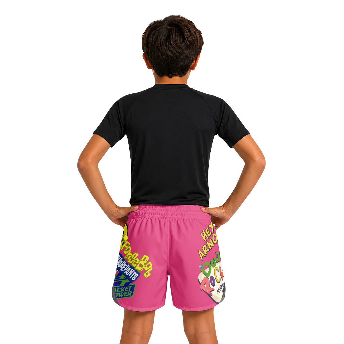Pop Art Rocket Energy Pink Kids Grappling Shorts