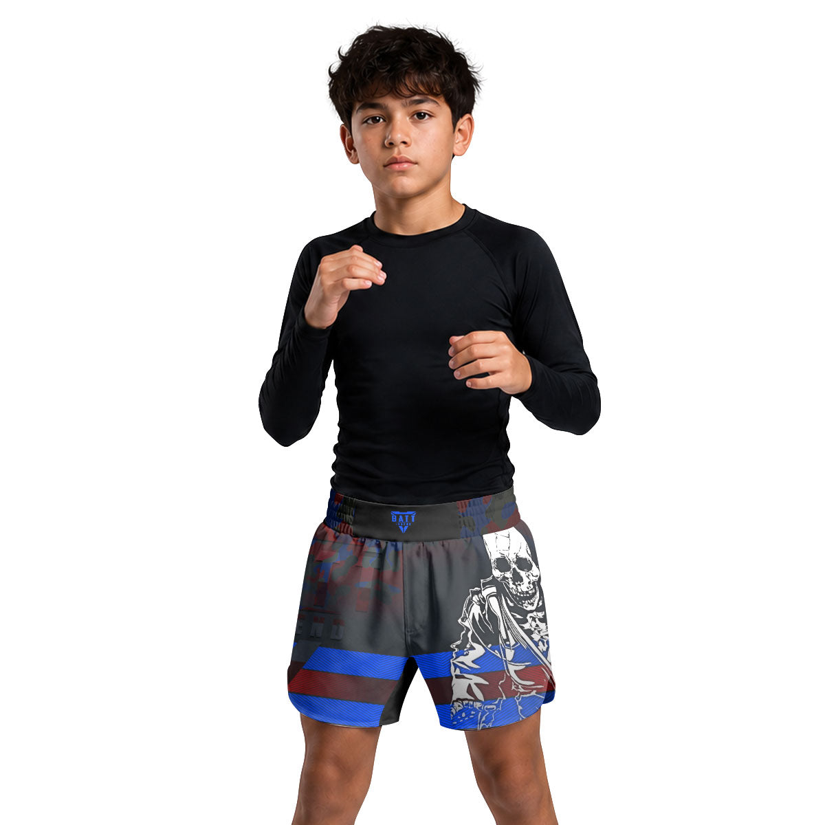 Puerto Rico Skull Fighter Kids Grappling Shorts