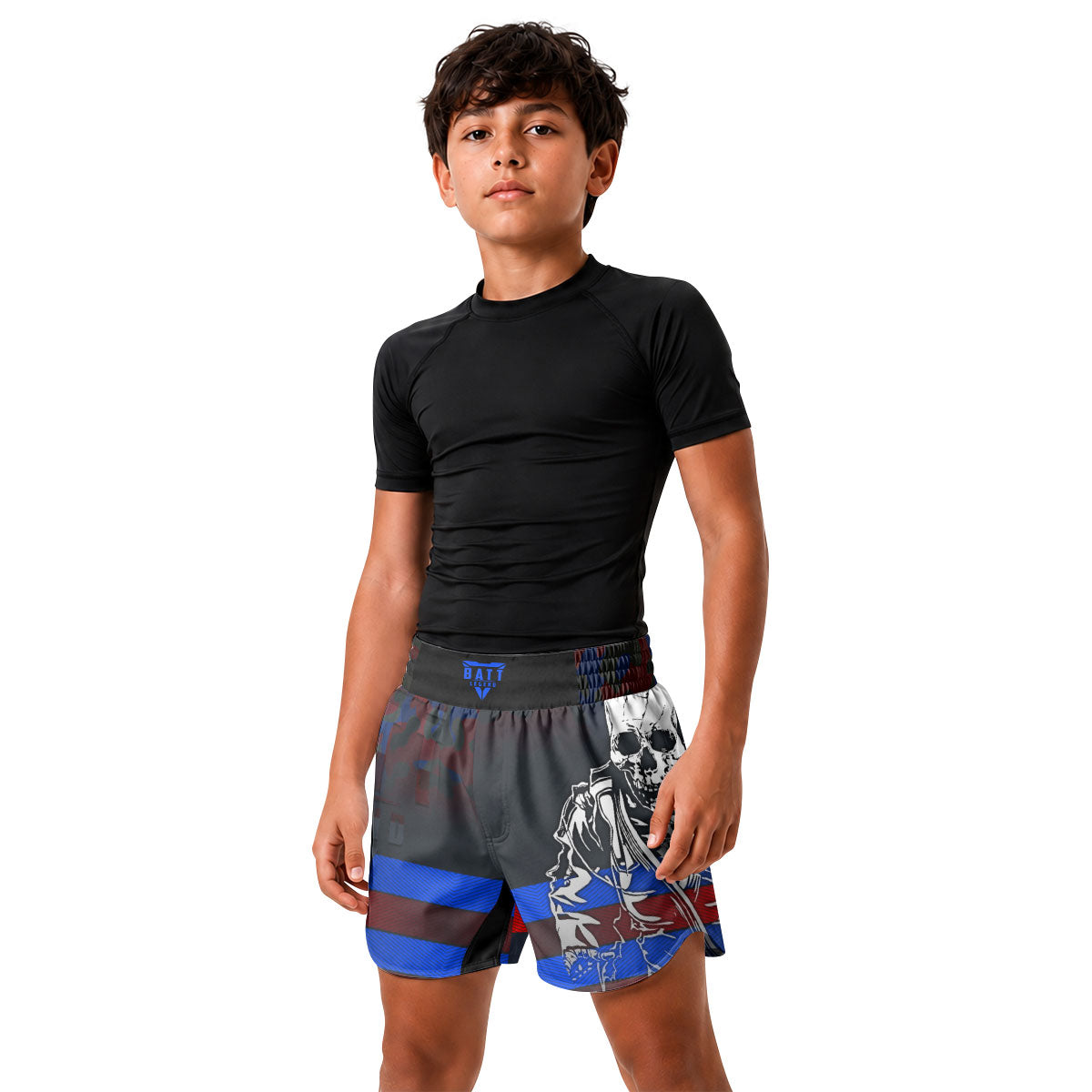 Puerto Rico Skull Fighter Kids Grappling Shorts