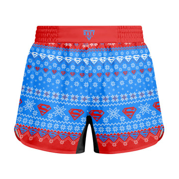 Super Man Christmas Snowflake Kids Grappling Shorts