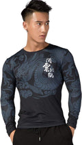 Chinese Dragon Print Long Sleeve Rash Guard