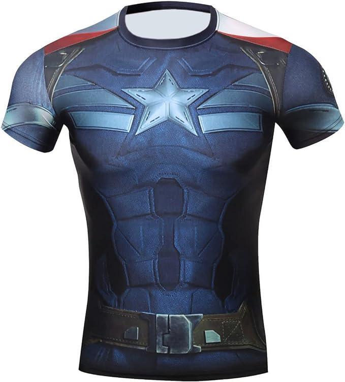 Captain America With Vibranium Shield Short Sleeve Rash Guard