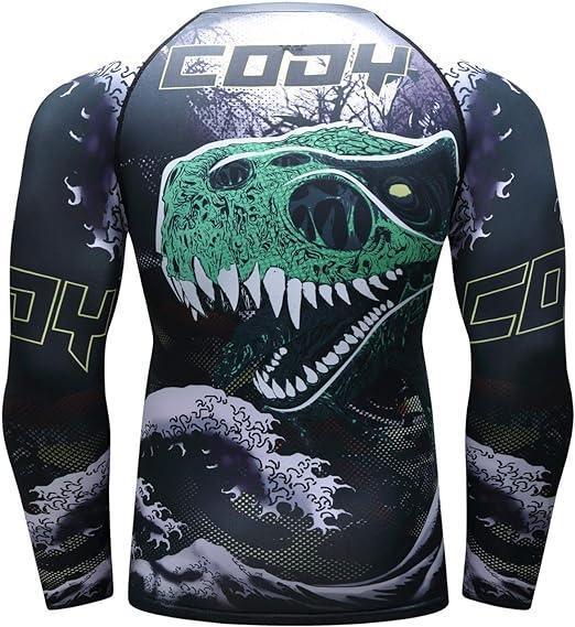 Light Green Dinosaur Long Sleeve Rash Guard